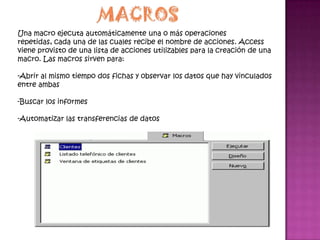 El lenguaje más habitual para construir las consultas a bases de datos relacionales es SQL.COMO DISEÑAR UNA BASE DE DATOSUn buen diseño de la base de datos es la pieza clave para crear una base de datos que realice las operaciones que desee de una forma efectiva, precisa y eficaz. Pasos para diseñar una base de datos:Determinar la finalidad de la base de datos.