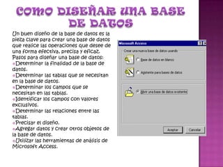 DIFERENCIA ENTRE UNA BD Y UN SGBD!Una base de datos (en adelante BD) Es un conjunto de datos no redundantes, almacenados en un soporte informático, organizados de forma independiente de su utilización y accesibles simultáneamente por distintos usuarios y aplicaciones. 