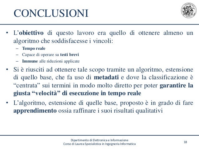 Cosa Scrivere Nelle Conclusioni Della Tesi Tesi di Laurea Specialistica