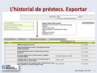 L’historial de préstecs. Exportar