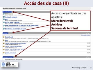 Accés des de casa (II)Accessosorganitzatsen tres apartats: Marcadores webArchivosSesiones de terminal