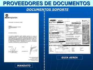PROVEEDORES DE DOCUMENTOS
        DOCUMENTOS SOPORTE




                       GUIA AEREA


    MANDATO
 