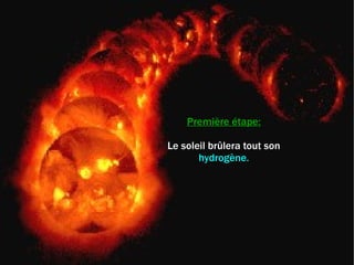 Première étape: Le soleil brûlera tout son hydrogène. 