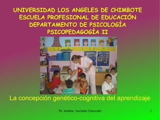 UNIVERSIDAD LOS ANGELES DE CHIMBOTE
  ESCUELA PROFESIONAL DE EDUCACIÓN
     DEPARTAMENTO DE PSICOLOGÍA
          PSICOPEDAGOGÍA II




La concepción genético-cognitiva del aprendizaje
                Ps. Violeta Hurtado Chancafe   1
 