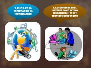 3. EL C.E. EN LA    4. LA CONFIANZA EN EL
SOCIEDAD DE LA      INTERNET COMO ACTIVO
 INFORMACIÓN         FUNDAMENTAL EN LAS
                    TRANSACCIONES ON LINE
 