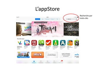L’appStore
Recherche par
mots-clés
 