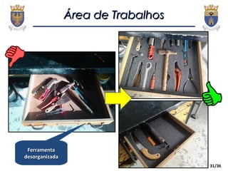 31/36
Área de TrabalhosÁrea de Trabalhos
FerramentaFerramenta
desorganizadadesorganizada
 
