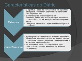 Características do Diário