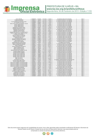 Segunda-feira, 04 de Fevereiro de 2013 • Edição n° 018



                     R DE J REIS ME            I100087925   NYL1808    16/11/2012   10:30:38         AV.OSVALDO CRUZ PX AO N 250 SCB        7455 / 0
                 R JESUS DOS SANTOS            I100088137   JQC4039    17/11/2012   12:57:35        AV. AMILTON CASTRO PX. AO N 958 SBC     7463 / 0
                 R JESUS DOS SANTOS            I100089326   JQC4039    28/11/2012   18:02:59        AV. AMILTON CASTRO PX. AO N 958 SBC     7463 / 0
       R S R DE SOUZA LOC DE VEICULOS ME       I100088465   NTE7410    20/11/2012   11:44:29        AV. AMILTON CASTRO PX. AO N 958 SBC     7455 / 0
               R V OLIVEIRA E CIA LTDA         I100088266   NZS9986    18/11/2012   16:32:22         AV.OSVALDO CRUZ PX AO N 250 SBC        7455 / 0
    RADIO TAXI E LOC DE V SAO MIGUEL LTDA ME   I100088441   NZF9064    20/11/2012   14:42:21         AV.OSVALDO CRUZ PX AO N 250 SBC        7455 / 0
               RAFAEL SIMOES ROCHA             I100088048   JRY1206    17/11/2012   12:58:56         AV.OSVALDO CRUZ PX AO N 250 SBC        7455 / 0
               RAFAEL SIMOES ROCHA             I100089354   JRY1206    29/11/2012   08:37:00         AV.OSVALDO CRUZ PX AO N 250 SBC        7455 / 0
               RAFAEL SIMOES ROCHA             I100089092   JRY1206    25/11/2012   12:54:18        AV. AMILTON CASTRO PX. AO N 958 SBC     7455 / 0
           RAIMUNDA DE OLIVEIRA FARIAS         I100089259   NTM4067    27/11/2012   18:02:06        AV. AMILTON CASTRO PX. AO N 958 SBC     7455 / 0
           RAIMUNDO MARTINS DE S.FILHO         I100088767   IAP9304    24/11/2012   06:47:56         AV.OSVALDO CRUZ PX AO N 250 SCB        7455 / 0
            RAIMUNDO REIS DOS SANTOS           I100088175   JMX4252    18/11/2012   16:43:11       AV.ITABUNA ESQ.C/ AV. CANAVIEIRAS SCB    6050 / 3
             RAIMUNDO SOUSA SANTOS             I100088523   NYJ1553    21/11/2012   05:46:18         AV.OSVALDO CRUZ PX AO N 250 SBC        7455 / 0
            RAMAIANY VALETTE CASTRO            I100088425   JPH8970    20/11/2012   08:28:48         AV.OSVALDO CRUZ PX AO N 250 SBC        7455 / 0
   RANGER COM E REPS DE P E ACESS P AUTO LT    I100087904   JQT2508    15/11/2012   17:56:53        AV. AMILTON CASTRO PX. AO N 958 SBC     7455 / 0
     RAPIDAO COMETA LOG E TRANSPORTE S/A       I100089410   PEP3469    29/11/2012   13:02:58        AV. AMILTON CASTRO PX. AO N 958 SBC     7455 / 0
                RAQUEL PORTAS BECK             I100089256   JMK5441    27/11/2012   16:29:37        AV. AMILTON CASTRO PX. AO N 958 SBC     7455 / 0
           RAYSSA PASCOAL DE ANDRADE           I100088883   NTG2840    24/11/2012   14:01:04        AV. AMILTON CASTRO PX. AO N 958 SBC     7455 / 0
           REALIZA TRANSP E LOC DE VEIC        I100089379   NYU4756    29/11/2012   16:41:26         AV.OSVALDO CRUZ PX AO N 250 SBC        7455 / 0
             REGILMAR AZEVEDO COSTA            I100088839   OKR6716    24/11/2012   16:50:12         AV.OSVALDO CRUZ PX AO N 250 SBC        7455 / 0
                  REGINALDO ARAUJO             I100088807   NZL9530    24/11/2012   13:14:29         AV.OSVALDO CRUZ PX AO N 250 SCB        7455 / 0
         REGINALDO MORAES DOS SANTOS           I100087885   OKO8804    15/11/2012   11:48:53        AV. AMILTON CASTRO PX. AO N 958 SBC     7455 / 0
         REGINALDO MORAES DOS SANTOS           I100087921   OKO8804    16/11/2012   09:57:02         AV.OSVALDO CRUZ PX AO N 250 SCB        7463 / 0
                 REGIS ARAGAO LEITE            I100088303   NZH1069    18/11/2012   13:19:16        AV. AMILTON CASTRO PX. AO N 958 SBC     7455 / 0
              REINALDO MOTA ANDRADE            I100088235   JJY4689    18/11/2012   13:28:33         AV.OSVALDO CRUZ PX AO N 250 SCB        7455 / 0
         RENAN MONCORVO LIMA OLIVEIRA          I100089022   NYZ4535    27/11/2012   05:49:01             AV.LOMANTO JR PX N 90 SBC          7455 / 0
          RENATO ALBUQUERQUE MARTINS           I100088107    JIJ1163   17/11/2012   06:30:52        AV. AMILTON CASTRO PX. AO N 958 SBC     7455 / 0
           RENATO ANTONIO DOS SANTOS           I100088531   NZX2944    21/11/2012   08:42:14         AV.OSVALDO CRUZ PX AO N 250 SBC        7455 / 0
                  RENATO BORROMEI              I100088336   JQC2003    19/11/2012   06:31:54         AV.OSVALDO CRUZ PX AO N 250 SBC        7455 / 0
         RENATO FRANCISCO DOS SANTOS           I100088931   JLW7263    16/11/2012   06:39:18        AV. AMILTON CASTRO PX. AO N 958 SBC     7455 / 0
               RENATO MOREIRA ALVES            I100088071   JRF5720    17/11/2012   15:04:16         AV.OSVALDO CRUZ PX AO N 250 SCB        7455 / 0
              RENATO SANTOS PEIXOTO            I100088218   JOP5598    18/11/2012   11:41:18         AV.OSVALDO CRUZ PX AO N 250 SCB        7455 / 0
              RENIVALDO BRITO SANTOS           I100088830    JRI0612   24/11/2012   15:12:04         AV.OSVALDO CRUZ PX AO N 250 SCB        7455 / 0
      RIBEIRO AG DE VIAG E TURISMO LTDA ME     I100088065   JSE9466    17/11/2012   14:24:21         AV.OSVALDO CRUZ PX AO N 250 SBC        7463 / 0
             RICARDO ALMEIDA DA SILVA          I100088558   JQQ2205    21/11/2012   06:28:03        AV. AMILTON CASTRO PX. AO N 958 SBC     7455 / 0
            RICARDO BORGES FERREIRA            I100088630    JIR0655   22/11/2012   13:20:11         AV.OSVALDO CRUZ PX AO N 250 SBC        7455 / 0
            RICARDO DA SILVA BARBOSA           I100088301   NZT7396    18/11/2012   12:57:32        AV. AMILTON CASTRO PX. AO N 958 SBC     7455 / 0
            RICARDO JOSE OLIVEIRA LIMA         I100087890   JQC9958    15/11/2012   12:51:29        AV. AMILTON CASTRO PX. AO N 958 SBC     7463 / 0
            RICARDO JOSE OLIVEIRA LIMA         I100089001   JQC9958    24/11/2012   18:56:03        AV. AMILTON CASTRO PX. AO N 958 SBC     7463 / 0
            RICARDO JOSE OLIVEIRA LIMA         I100089072   JQC9958    25/11/2012   08:58:26        AV. AMILTON CASTRO PX. AO N 958 SBC     7455 / 0
            RICARDO JOSE OLIVEIRA LIMA         I100089120   JQC9958    25/11/2012   21:17:25        AV. AMILTON CASTRO PX. AO N 958 SBC     7471 / 0
                   RIGEL SILVA DE SA           I100089101   NZJ7784    25/11/2012   14:31:56        AV. AMILTON CASTRO PX. AO N 958 SBC     7463 / 0
                   RIGEL SILVA DE SA           I100088932   NZJ7784    16/11/2012   06:52:09        AV. AMILTON CASTRO PX. AO N 958 SBC     7455 / 0
              RILDO ARAUJO LAYTYNER            I100088746   NYJ4769    23/11/2012   13:55:26   AV.LOMANTO JUNIOR ENTRADA DA SAPETINGA SCB   7455 / 0
           RITA DE CASSIA LISBOA PAIXAO        I100088141   KVP2705    17/11/2012   13:11:44        AV. AMILTON CASTRO PX. AO N 958 SBC     7463 / 0
            RITA DE CASSIA R DA PAIXAO         I100088021   JSU2612    17/11/2012   10:55:19         AV.OSVALDO CRUZ PX AO N 250 SCB        7455 / 0
     RIVAIL DO N LAVINSKY-LO DE VEICULOS-ME    I100087924   NZX1599    16/11/2012   10:04:38         AV.OSVALDO CRUZ PX AO N 250 SCB        7455 / 0
     RIVAIL DO N LAVINSKY-LO DE VEICULOS-ME    I100087930   NZX1599    16/11/2012   11:11:26         AV.OSVALDO CRUZ PX AO N 250 SCB        7455 / 0
     RIVAIL DO N LAVINSKY-LO DE VEICULOS-ME    I100087948   NZX1599    16/11/2012   14:00:24         AV.OSVALDO CRUZ PX AO N 250 SBC        7455 / 0
     RIVAIL DO N LAVINSKY-LO DE VEICULOS-ME    I100088404   NYT5883    19/11/2012   17:30:30        AV. AMILTON CASTRO PX. AO N 958 SBC     7463 / 0
     RIVAIL DO N LAVINSKY-LO DE VEICULOS-ME    I100088550   NZX1599    21/11/2012   14:19:34         AV.OSVALDO CRUZ PX AO N 250 SBC        7455 / 0
              RIVALDO JESUS ANDRADE            I100088813   NTU0323    24/11/2012   13:43:44         AV.OSVALDO CRUZ PX AO N 250 SCB        7455 / 0
           ROBERTO AMARO DE OLIVEIRA           I100089458   JMR3721    27/11/2012   11:26:25      AV.PROCLAMACAO PX N 944 S JD. SAVOIA/DI   7463 / 0
            ROBERTO ELIZIARIO DA SILVA         I100089232   DKY1992    27/11/2012   13:12:17         AV.OSVALDO CRUZ PX AO N 250 SCB        7455 / 0
            ROBERTO SANTOS DE JESUS            I100088527   JQQ1865    21/11/2012   06:41:21         AV.OSVALDO CRUZ PX AO N 250 SBC        7455 / 0
         ROBSON DE ALMEIDA ANUNCIACAO          I100088941   NZN9026    16/11/2012   08:31:09        AV. AMILTON CASTRO PX. AO N 958 SBC     7455 / 0
                ROBSON FELIX SANTOS            I100088044   JRZ2339    17/11/2012   12:42:47         AV.OSVALDO CRUZ PX AO N 250 SCB        7455 / 0
             ROBSON MELO DOS SANTOS            I100087905   JQC7959    15/11/2012   18:05:24        AV. AMILTON CASTRO PX. AO N 958 SBC     7455 / 0
             ROBSON MELO DOS SANTOS            I100089093   JQC7959    25/11/2012   12:57:49        AV. AMILTON CASTRO PX. AO N 958 SBC     7455 / 0
             ROBSON MELO DOS SANTOS            I100089298   JQC7959    28/11/2012   07:31:05        AV. AMILTON CASTRO PX. AO N 958 SBC     7455 / 0
             RODRIGO COSTA BARRETO             I100088628   NZW8454    22/11/2012   11:24:03         AV.OSVALDO CRUZ PX AO N 250 SBC        7463 / 0




Este documento possui segurança de inviolabilidade de autoria, hora e data, garantidas pelas autoridades certiﬁcadoras AC/Serasa e Secretaria da
                Receita Federal, da ICP Brasil e Divisão Serviço da Hora do Observatório Nacional, cuja autenticidade pode ser
                                        comprovada no campo de assinatura do documento eletrônico.
 