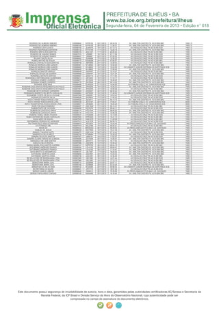Segunda-feira, 04 de Fevereiro de 2013 • Edição n° 018



           RODRIGO DE ALMEIDA RIBEIRO       I100088642   NYP6102    22/11/2012   09:34:32        AV. AMILTON CASTRO PX. AO N 958 SBC     7455 / 0
           RODRIGO DE ALMEIDA RIBEIRO       I100089195   NYP6102    26/11/2012   11:38:31        AV. AMILTON CASTRO PX. AO N 958 SBC     7455 / 0
               RODRIGO LEAO COSTA           I100088183   JLM5276    18/11/2012   07:13:12         AV.OSVALDO CRUZ PX AO N 250 SCB        7463 / 0
           RODRIGO RODRIGUES SERAFIM        I100088132   NYT4199    17/11/2012   12:20:18        AV. AMILTON CASTRO PX. AO N 958 SBC     7455 / 0
            ROGERIO BRITO DOS SANTOS        I100088103   JOE1327    17/11/2012   22:40:20         AV.OSVALDO CRUZ PX AO N 250 SBC        7455 / 0
            ROGERIO DE AQUINO RAMOS         I100087916    JRI6987   16/11/2012   07:17:59         AV.OSVALDO CRUZ PX AO N 250 SCB        7455 / 0
            ROGERIO DE AQUINO RAMOS         I100088421    JRI6987   20/11/2012   07:20:55         AV.OSVALDO CRUZ PX AO N 250 SCB        7455 / 0
                ROJANY SALES SILVA          I100088042   JOK8088    17/11/2012   12:35:22         AV.OSVALDO CRUZ PX AO N 250 SCB        7455 / 0
             ROMEU MATIAS DE SOUZA          I100088772   NZQ6288    24/11/2012   07:06:57         AV.OSVALDO CRUZ PX AO N 250 SBC        7455 / 0
         RONALDO CARVALHO DOS SANTOS        I100088708   JMK5869    23/11/2012   13:48:03         AV.OSVALDO CRUZ PX AO N 250 SBC        7455 / 0
          RONALDO MORAIS LOBO JUNIOR        I100088481   NYJ8802    20/11/2012   15:52:00        AV. AMILTON CASTRO PX. AO N 958 SBC     7463 / 0
          RONALDO MORAIS LOBO JUNIOR        I100088502   NYJ8802    15/11/2012   15:43:59   AV.LOMANTO JUNIOR ENTRADA DA SAPETINGA SCB   7455 / 0
          RONALDO MORAIS LOBO JUNIOR        I100088405   NYJ8802    19/11/2012   17:58:49        AV. AMILTON CASTRO PX. AO N 958 SBC     7455 / 0
             RONALDO SANTOS ARAUJO          I100088549   JSG4307    21/11/2012   13:10:27         AV.OSVALDO CRUZ PX AO N 250 SBC        7455 / 0
            RONALDO SOUZA DA GUARDA         I100088959    DIS9444   16/11/2012   13:31:34        AV. AMILTON CASTRO PX. AO N 958 SBC     7455 / 0
            RONDINELI BATISTA SANTOS        I100088557   JOE9174    21/11/2012   17:11:54         AV.OSVALDO CRUZ PX AO N 250 SCB        7455 / 0
      ROSANGELA NEPOMUCENO GUIMARAES        I100088214   JSF4492    18/11/2012   11:12:17         AV.OSVALDO CRUZ PX AO N 250 SCB        7455 / 0
             ROSANIA GOMES LOUREDO          I100088977   JNY0248    16/11/2012   18:48:05        AV. AMILTON CASTRO PX. AO N 958 SBC     7463 / 0
             ROSANIA GOMES LOUREDO          I100089179   JNY0248    26/11/2012   00:14:00        AV. AMILTON CASTRO PX. AO N 958 SBC     7455 / 0
                 ROSANIA JOSE MAIA          I100088486   DLM3203    21/11/2012   14:56:55       AV.ITABUNA ESQ.C/ AV. CANAVIEIRAS SCB    6050 / 3
   ROSEANE DOS SANTOS NASCIMENTO DE PAULO   I100088968   JRA0258    16/11/2012   15:30:33        AV. AMILTON CASTRO PX. AO N 958 SBC     7455 / 0
   ROSEANE DOS SANTOS NASCIMENTO DE PAULO   I100087857   JRA0258    15/11/2012   15:58:26         AV.OSVALDO CRUZ PX AO N 250 SBC        7463 / 0
        ROSEANE NETO MORAES CARNEIRO        I100089069   JOE6947    25/11/2012   08:40:22        AV. AMILTON CASTRO PX. AO N 958 SBC     7455 / 0
     ROSEMARE BARRETO DE BRITO CARVALHO     I100088983   NZT8353    18/11/2012   17:46:02   AV.LOMANTO JUNIOR ENTRADA DA SAPETINGA SCB   7455 / 0
        ROSIMEIRE COSTA DA SILVA LAVGNE     I100087949   JSS6361    16/11/2012   14:03:43         AV.OSVALDO CRUZ PX AO N 250 SBC        7455 / 0
             ROSINALDO SANTOS SILVA         I100088028   JKV9833    17/11/2012   11:45:23         AV.OSVALDO CRUZ PX AO N 250 SCB        7455 / 0
         ROTA TRANSP RODOVIARIOS LTDA       I100088929   JQC9011    16/11/2012   06:14:15        AV. AMILTON CASTRO PX. AO N 958 SBC     7455 / 0
         ROTA TRANSP RODOVIARIOS LTDA       I100089338   JQT2197    29/11/2012   17:00:41       AV.ITABUNA ESQ.C/ AV. CANAVIEIRAS SCB    6050 / 3
      ROTA TRANSPORTES RODOVIARIOS LTDA     I100088607   JRK6895    22/11/2012   18:00:29       AV.ITABUNA ESQ.C/ AV. CANAVIEIRAS SCB    6050 / 3
              ROZILTON SALES RIBEIRO        I100088007   JSW1846    17/11/2012   09:14:31         AV.OSVALDO CRUZ PX AO N 250 SBC        7455 / 0
             RUBEM PINTO DE OLIVEIRA        I100088008   NZY5375    17/11/2012   09:48:11         AV.OSVALDO CRUZ PX AO N 250 SCB        7455 / 0
            RUBENS DE CASTILHO URPIA        I100088115   NTU1344    17/11/2012   08:00:23        AV. AMILTON CASTRO PX. AO N 958 SBC     7455 / 0
            RUBENS DE CASTILHO URPIA        I100088134   NTU1344    17/11/2012   12:46:38        AV. AMILTON CASTRO PX. AO N 958 SBC     7455 / 0
           RUBENS TADEU VIEIRA PASSOS       I100088437   NTG0096    20/11/2012   13:13:08         AV.OSVALDO CRUZ PX AO N 250 SCB        7455 / 0
       RUBIA WATSON DE SOUSA CARVALHO       I100087853   NTR3320    15/11/2012   15:41:10         AV.OSVALDO CRUZ PX AO N 250 SBC        7455 / 0
                RUDA NERY DE SOUZA          I100087933   OKN1575    16/11/2012   11:29:08         AV.OSVALDO CRUZ PX AO N 250 SBC        7455 / 0
        RUDEMBERG PEREIRA DE ANDRADE        I100087913   JLW1279    16/11/2012   06:29:10         AV.OSVALDO CRUZ PX AO N 250 SCB        7463 / 0
          RUI FRANCISCO ARAUJO RAPOSO       I100088916   JRV3970    19/11/2012   10:24:45      AV.PROCLAMACAO PX N 944 S JD. SAVOIA/DI   7455 / 0
                   S R FONSECA ME           I100087919   NZL2786    16/11/2012   09:20:21         AV.OSVALDO CRUZ PX AO N 250 SBC        7455 / 0
                       SADIA SA             I100089444   MKG0322    20/11/2012   09:45:02      AV.PROCLAMACAO PX N 944 S JD. SAVOIA/DI   7455 / 0
                  SAMUEL DE JESUS           I100088309   OKV7800    18/11/2012   15:21:38        AV. AMILTON CASTRO PX. AO N 958 SBC     7455 / 0
               SAMUEL TAKASHI SAITO         I100089272   JQW1434    28/11/2012   07:16:42         AV.OSVALDO CRUZ PX AO N 250 SCB        7455 / 0
               SANDRA DA SILVA MELO         I100088154   NTN6984    17/11/2012   15:35:32        AV. AMILTON CASTRO PX. AO N 958 SBC     7463 / 0
             SANDRA DA SILVA SANTOS         I100087927   JSB6191    16/11/2012   11:02:57         AV.OSVALDO CRUZ PX AO N 250 SCB        7455 / 0
        SANDRA ELAINE FARIAS DE ALMEIDA     I100089098   JGV3059    25/11/2012   14:06:27        AV. AMILTON CASTRO PX. AO N 958 SBC     7455 / 0
            SANQUEILO DE LIMA SANTOS        I100088356   JMV4711    19/11/2012   16:17:53         AV.OSVALDO CRUZ PX AO N 250 SCB        7455 / 0
               SARA DA SILVA ROCHA          I100087888   JQQ1878    15/11/2012   12:20:42        AV. AMILTON CASTRO PX. AO N 958 SBC     7455 / 0
        SARAH INDIRA DOS SANTOS GUERRA      I100089147   NZP0750    26/11/2012   08:04:19         AV.OSVALDO CRUZ PX AO N 250 SBC        7455 / 0
           SATURNINO ANDRADE FRANCA         I100089304   LOL4192    28/11/2012   09:59:01        AV. AMILTON CASTRO PX. AO N 958 SBC     7455 / 0
           SATURNINO ANDRADE FRANCA         I100089308   LOL4192    28/11/2012   11:16:47        AV. AMILTON CASTRO PX. AO N 958 SBC     7455 / 0
            SAVIO BRITTO D ASSUMPCAO        I100088157   JSL7387    17/11/2012   16:20:52        AV. AMILTON CASTRO PX. AO N 958 SBC     7463 / 0
             SAYONARA SANTOS LESSA          I100088659   JQQ1591    22/11/2012   13:23:23        AV. AMILTON CASTRO PX. AO N 958 SBC     7463 / 0
             SAYONARA SANTOS LESSA          I100089158   JQQ1591    26/11/2012   10:39:25         AV.OSVALDO CRUZ PX AO N 250 SBC        7455 / 0
       SE SOLUCOES DE ENGENHARIA LTDA       I100087950   OKI1380    16/11/2012   14:21:44         AV.OSVALDO CRUZ PX AO N 250 SCB        7455 / 0
       SE SOLUCOES DE ENGENHARIA LTDA       I100087969   OKI1380    16/11/2012   17:13:13         AV.OSVALDO CRUZ PX AO N 250 SBC        7463 / 0
              SEBASTIANA MARIA LEAL         I100088715   JQZ8698    23/11/2012   20:57:11         AV.OSVALDO CRUZ PX AO N 250 SBC        7455 / 0
              SEBASTIANA MARIA LEAL         I100089180   JQZ8698    26/11/2012   02:32:28        AV. AMILTON CASTRO PX. AO N 958 SBC     7463 / 0
              SEBASTIAO DA SILVA DIAS       I100089122   KHJ0285    25/11/2012   05:56:04   AV.LOMANTO JUNIOR ENTRADA DA SAPETINGA SCB   7455 / 0
               SECRETARIA DA SAUDE          I100088841   JPZ1716    24/11/2012   16:57:26         AV.OSVALDO CRUZ PX AO N 250 SCB        7455 / 0
               SERGIO GARCIA JUNIOR         I100089445   OKI0613    20/11/2012   10:35:56      AV.PROCLAMACAO PX N 944 S JD. SAVOIA/DI   7455 / 0
            SERGIO PAPALARDO CHAGAS         I100089100   NZA4450    25/11/2012   14:16:44        AV. AMILTON CASTRO PX. AO N 958 SBC     7455 / 0




Este documento possui segurança de inviolabilidade de autoria, hora e data, garantidas pelas autoridades certiﬁcadoras AC/Serasa e Secretaria da
                Receita Federal, da ICP Brasil e Divisão Serviço da Hora do Observatório Nacional, cuja autenticidade pode ser
                                        comprovada no campo de assinatura do documento eletrônico.
 