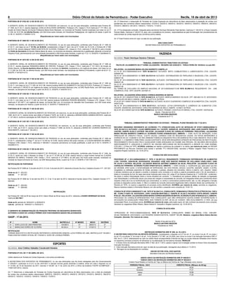 8 Diário Oficial do Estado de Pernambuco - Poder Executivo Recife, 18 de abril de 2013
Art. 2º Determinar a instauração de Tomadas de Contas Especiais em decorrência de fatos relacionados à prestação de contas com
pendências dos convênios abaixo relacionados: 012/2012, 032/2012, 040/2012, 043/2012, 045/2012, 050/2012, 058/2012, 064/2012,
070/2012, 086/2012, 091/2012, 109/2012, 110/2012, 111/2012.
Art. 3º Fica designada comissão, integrada pelos servidores Henrique Wanderley Paes Barreto, matricula nº 128.037-6, e Paula Campelo
Peixoto Malta, matricula nº 320.671-8, para, sob a presidência do primeiro, responsabilizar-se pela formalização dos procedimentos de
cada tomada de contas especial dos convênios acima citados.
Art. 4º Esta Portaria entra em vigor na data de sua publicação.
ANA CAVALCANTI
SECRETÁRIA DOS ESPORTES DE PERNAMBUCO
FAZENDA
Secretário: Paulo Henrique Saraiva Câmara
TRIBUNAL ADMINISTRATIVO TRIBUTÁRIO DO ESTADO
PAUTA DE JULGAMENTO DA 2ª TURMA JULGADORA - REUNIÃO DIA 23/04/2013 - TERÇA-FEIRA ÀS 10h30min na sala 803
RELATORA: JULGADORA MARIA HELENA BARRETO CAMPELLO
01) AI SF 2012.0000029002319-61 TATE 00.262//13-7. AUTUADO: BRITO COMBUSTÍVEIS E LUBRIFICANTES LTDA. CACEPE:
0299997-82.
02) AI SF 2012.000002997251-18 TATE 00.273/13-9. AUTUADO: DISTRIBUIDORA DE PAPELARIA E MIUDEZAS LTDA. CACEPE:
0368537-39.
03) AI SF 2012.000002997198-19 TATE 00.274/13-5. AUTUADO: DISTRIBUIDORA DE PAPELARIA E MIUDEZAS LTDA. CACEPE
0368537-39.
04) AI SF 2012.000003046101-07 TATE 00.275/13-1. AUTUADO: DISTRIBUIDORA DE PAPELARIA E MIUDEZAS LTDA. CACEPE:
0368537-39.
05) TERMO DE EXCLUSÃO DO SIMPLES NACIONAL SF 2013.000003403113-98 TATE 00.286/13-3. REQUERENTE: OXI - LINE
COMERCIO LTDA - EPP. CACEPE: 0237907-41.
RELATORA: JULGADORA SÔNIA MARIA CORREIA BEZERRA DE MATOS
06) AA SF 2011.000003377628-16 TATE 00.946/12-5. AUTUADO: MÁRCIA MARINHO DA SILVA. CPF: 658.469.314-72. ADVOGADO:
JOÃO ALVES DE MELO JÚNIOR, OAB/PE: 24.277-D E OUTROS.
07) AI SF 2011.000001162434-76 TATE 00.469/12-2. AUTUADO: ALVES E GUERREIRO COMÉRCIO DE ALIMENTOS LTDA. CACEPE:
0409772-69.
08) AI SF 2012.000000475314-16 TATE 00.571/12-1. AUTUADO: LETHA EXPORTAÇÃO E COMÉRCIO DE ALIMENTOS LTDA.
CACEPE: 0343643-82. ADVOGADO: CARLA RIO MORAES DE MELO, OAB/PE: 13.458 E OUTROS.
09) AI SF 2012.000001320130-84 TATE 00.965/12-0. AUTUADO: PENSKE LOGISTICS DO BRASIL LTDA. CACEPE: 0327532-92.
Recife, 17de abril de 2013.
MARCO ANTONIO MAZZONI
Presidente da 2ª TJ
TRIBUNAL ADMINISTRATIVO TRIBUTÁRIO DO ESTADO - TRIBUNAL PLENO REUNIÃO DIA 17.04.2013.
RECURSO ORDINÁRIO REFERENTE AO ACÓRDÃO 1ªTJ Nº0003/2013(09) AUTO DE INFRAÇÃO SF Nº2011.000003420038-12
TATE 00.342/12-2 AUTUADO: LOJAS AMERICANAS S.A. CACEPE: 0250483-92. ADVOGADOS: ANA LUIZA DUARTE PIRES DE
CASTRO, OAB/PE 20.623 E OUTROS. RELATOR: JULGADOR FLÁVIO DE CARVALHO FERREIRA. PROLATORA: JULGADORA
MARIA HELENA BARRETO CAMPELLO. ACÓRDÃO PLENO Nº0046/2013(01). EMENTA: 1. ICMS. AUTO DE INFRAÇÃO. 2.USO
IRREGULAR DE CRÉDITO FISCAL. 3.AUTO VÁLIDO, LAVRADO COM OS REQUISITOS LEGAIS. OS FATOS ANTERIORES À
VIGÊNCIA DA LEI 13.064/06 E DO DEC.29482/06 FORAM ALCANÇADOS PELA DECADÊNCIA PELO QUE INEXISTE VÍCIO A SER
SANADO. 3. O INDÉBITO TRIBUTÁRIO, ACASO EXISTENTE, DEVE SER REQUERIDO ATRAVÉS DE PROCESSO DE RESTITUIÇÃO,
PROCEDIMENTO ESCOLHIDO PELO LEGISLADOR COMO ADEQUADO AO EXAME DAS PROVAS. OS VALORES RECOLHIDOS
INDEVIDAMENTE E LANÇADOS A CRÉDITO NO RAICMS IMPLICARAM EM RECOLHIMENTO A MENOR DO ICMS NORMAL
CÓD.005-1. O Pleno do TATE, ACORDA, unânime, em rejeitar a preliminar de nulidade e, no mérito, por maioria de votos, em NEGAR
PROVIMENTO ao Recurso Ordinário para manter o acórdão 1ªTJ 0003/2013(09), vencidos o Relator Julgador Flávio Ferreira e a
Julgadora Ângela Cysneiros. (dj. 10.04.2013).
CONSULTAS NÃO ACOLHIDAS
PROCESSO SF nº 2013.000004205830-17. TATE nº 00.297/13-5. REQUERENTE: FORMAGGIO DISTRIBUIÇÃO DE ALIMENTOS
LTDA. CACEPE: 0254184-08. ADVOGADOS: EDUARDO JOSÉ DOS SANTOS PEREIRA DE HOLLANDA CAVALCANTI, OAB/
PE 24.919 e OUTROS. RELATOR: JULGADOR MARCOS ANTÔNIO GAMBOA DA SILVA. PROLATOR: JULGADOR FLÁVIO DE
CARVALHO FERREIRA. ACÓRDÃO PLENO Nº0047/2013(13). EMENTA: 1. ICMS Consulta. 2. Contribuinte que, após expor que tem
por atividade, entre outras, a comercialização de hortifrutícolas, tais como brócolis, cenoura, couve-ﬂor, espinafre, vargem, e ervilha,
congelados ou resfriados adquiridos de hortas, pomares, e granjas, situados nos mercados, interno e externo, vem, requerer “relator
e demais membros que se dignem a acolher a presente como consulta e no mérito a julgá-la procedente para o ﬁm de reconhecer o
direito à Consulente de fruir da regra isencional instituída pelo inciso XIII, artigo 9º do Decreto Estadual de nº 14.876/1991, conferindo-
lhe assim a melhor interpretação sobre a norma tributária em comento.” 3. inexistência de qualquer defeito de redação na legislação
cuja interpretação o contribuinte requer que possa dar margem a necessidade de consulta. As indagações feitas pelo contribuinte dizem
respeito a fatos isto é se os hortifrutícolas que comercializa, ou venha a comercializar posteriormente, são, ou não, abrigados a isenção
prevista no dispositivo acima citado. 4. Não é o instituto da consulta instrumento legalmente hábil a declarar direito dos contribuintes. O
Plenário do TATE, no exame e julgamento do processo acima identiﬁcado, ACORDA, por maioria de votos, vencidos os Julgadores,
Marcos Gamboa (relator) e Normando Bezerra, em não acolher o presente como consulta.(dj. 10.04.13).
CONSULTA SF Nº2013.000003833711-98. TATE Nº 00.284/13-0. CONSULENTE: ROMAGNOLE PRODUTOS ELÉTRICOS S/A. CNPJ/
MF: 78.958.717/0001-38. ADVOGADO: JOÃO JOAQUIM MARTINELLI. OAB/PR Nº 25.430 E RICARDO COSTA BRUNO. OAB/PR
Nº26.321. RELATORA: JULGADORASÔNIAMARIACORREIABEZERRADE MATOS.ACÓRDÃO PLENO Nº0048/2013(11). EMENTA:
PROCESSO DE CONSULTA APRESENTADO POR CONSULENTE QUE NÃO APRESENTA DÚVIDA SOBRE INTERPRETAÇÃO E
APLICAÇÃO DA LEGISLAÇÃO TRIBUTÁRIA, NOS TERMOS DO ART. 56 DA LEI 10.654/91. NÃO ACOLHIMENTO. O TATE, em sua
composição Plena, no processo acima, ACORDA por maioria de votos, pela razão supra, em não conhecer da presente como consulta.
Vencidos os Julgadores Wilton Ribeiro, Maria Helena B. Campello e Ângela Cysneiros. (dj. 10.04.2013).
CONSULTA ACOLHIDA
1)PROCESSO SF Nº2013.000004332004-05. TATE Nº 00.312/13-4. CONSULENTE: BIMBO DO BRASIL LTDA. CNPJ/MF:
35.402.759/0006-90. ADVOGADO: LUIZ ROGÉRIO SAWAYA BATISTA, OAB/SP 169.288. Relatora: Julgadora Maria Helena Barreto
Campello. (Decisão: Por maioria de votos).
Recife,18 de abril de 2013.
MARCO ANTONIO MAZZONI
Presidente do TATE.
INSTRUÇÃO NORMATIVA SRE Nº 008, de 15.4.2013.
O SECRETÁRIO EXECUTIVO DA RECEITA ESTADUAL, considerando o disposto no § 3º do art. 4º, no inciso II do art. 8º, no inciso I
do art. 9º e na alínea “b” do inciso II do art. 14 do Decreto nº 27.987, de 2.6.2005, bem como no inciso II da Instrução Normativa SRE nº
002, de 21.1.2013, relativamente ao valor do crédito ﬁscal correspondente à farinha de trigo ou a suas misturas utilizadas como insumo
no respectivo processo produtivo de alimentos ou na elaboração de mercadoria tributada, RESOLVE:
I - O Anexo Único da Instrução Normativa SRE nº 002, de 21.1.2013, passa a vigorar com a redação contida no Anexo Único da presente
Instrução Normativa;
II - Esta Instrução Normativa entra em vigor na data de sua publicação, retroagindo seus efeitos a 1º.4.2013;
III - Revogam-se as disposições em contrário.
OSCAR VICTOR VITAL DOS SANTOS
Secretário Executivo da Receita Estadual
ANEXO ÚNICO DA INSTRUÇÃO NORMATIVA SRE Nº 008/2013
“ANEXO ÚNICO DA INSTRUÇÃO NORMATIVA SRE Nº 002/2013
Crédito Fiscal Relativo à Farinha de Trigo ou Mistura de Farinha de Trigo Utilizadas como Insumo
PERÍODO FISCAL / 2013 CRÉDITO FISCAL (R$/saco de 50 kg)
janeiro 16,52
fevereiro 17,21
março 16,86
abril 17,20
“
PORTARIA SE Nº 5782 DE 12 DE 09 DE 2012.
A GERENTE GERAL DE DESENVOLVIMENTO DE PESSOAS, em exercício, no uso de suas atribuições, conferidas pela Portaria SE
nº 1495, de 01.03.11, resolve dispensar JOSELIA DEOLIVEIRA GERMANO, Professor LPE, Classe II, FS-A matrícula nº 177.166-3, da
função de Diretor Adjunto da Escola Professora Maria Alves Machado, no município de Paulista, ﬁcando localizada com base na Lei nº
11.329, de 16.01.96, na referida Escola, com 200 horas aulas mensais, em Disciplinas Pedagógicas, em regência de classe, a partir de
21.06.12. SIGEPE nº 0464841-0/12.
(Republicada por haver saído com incorreções)
PORTARIA SE Nº 2989 DE 11 DE 04 DE 2013.
A GERENTE GERAL DE DESENVOLVIMENTO DE PESSOAS, no uso de suas atribuições, conferidas pela Portaria SE nº 1495 de
01.03.11, com base na Lei nº 10.782, de 30.06.92, considerando o Artigo 2º, item I da Lei nº 12.944, de 16.12.05, e Portaria SE nº 068
de 03.01.06, resolve designar FABIOLA BATISTA DE OLIVEIRA, Professor LPE, Classe III, FS-A, matrícula nº 164.597-8, para a função
de Chefe de Secretaria na Escola Vitalina Maria de Jesus, no município de Araripina, atribuindo-lhe a gratiﬁcação referente a Escola de
Pequeno Porte, permanecendo com remuneração equivalente a 200 horas aulas mensais, a partir de 17.01.13. SIGEPE nº 04208444/13.
(Republicada por haver saído com incorreções)
PORTARIA SE Nº 3075 DE 12 DE 04 DE 2013.
A GERENTE GERAL DE DESENVOLVIMENTO DE PESSOAS, no uso de suas atribuições, conferidas pela Portaria SE nº 1495 de
01.03.11, resolve dispensar RAIMUNDA MARIA DE FREITAS, Professor LPE, Classe I, FS-A, matrícula nº 121.125-0, da função de
Diretor Adjunto, da Escola Apolônio Alves da Silva, no município de Ibimirim, localizando-a, em regência de classe, com base na Lei
nº 11.329, de 16.01.96, na referida Escola, com 200 horas aulas mensais, nas disciplinas de História e Polivalente, a partir de 02.01.13.
SIGEPE nº 0419274-0/13.
(Republicada por haver saído com incorreções)
PORTARIA SE Nº 3104 DE 17 DE 04 DE 2013.
A GERENTE GERAL DE DESENVOLVIMENTO DE PESSOAS no uso de suas atribuições, conferidas pela Portaria SE nº 1495 de
01.03.11, com base na Lei nº 11.329, de 16.01.96, resolve localizar MARCOS HUMBERTO CALDAS ESTEVES, Professor LP, Classe IV,
FS-A, matrícula nº 108.637-5, em regência de classe, na Escola Governador Barbosa Lima, na GRE Recife Norte, com 200 horas aulas
mensais, na disciplina de Sociologia, a partir de 26.02.13. SIGEPE nº 0430767-0/13.
PORTARIA SE Nº 3105 DE 17 DE 04 DE 2013.
A GERENTE GERAL DE DESENVOLVIMENTO DE PESSOAS no uso de suas atribuições, conferidas pela Portaria SE nº 1495 de
01.03.11, com base na Lei nº 11.329, de 16.01.96, resolve localizar ALBENISIA PEREIRA BRANDÃO, Professor LPE, Classe I, FS-A,
matrícula nº 251.487-7, em regência de classe, na Escola São Luis, no município de Jaboatão dos Guararapes, com 200 horas aulas
mensais, na disciplina de História, a partir de 04.02.13. SIGEPE nº 0426236-5/13.
PORTARIA SE Nº 3106 DE 17 DE 04 DE 2013.
A GERENTE GERAL DE DESENVOLVIMENTO DE PESSOAS, em exercício, no uso de suas atribuições, conferidas pela Portaria SE nº
1495, de 01.03.11, resolve tornar sem efeito a Portaria nº 5076, de 14.08.12, referente a MIRIAM MARIA GAMBOA BATISTA, matrícula
nº 127.463-5, conforme solicitação da GRE Recife Sul. SIGEPE nº 0481091-5/12.
PORTARIA SE Nº 3107 DE 17 DE 04 DE 2013.
A GERENTE GERAL DE DESENVOLVIMENTO DE PESSOAS, em exercício, no uso de suas atribuições, conferidas pela Portaria
SE nº 1495, de 01.03.11, resolve tornar sem efeito a Portaria nº 2398, de 04.04.13, referente a MARIA DE LOURDES BARROS DO
NASCIMENTO, matrícula nº 164.202-2.
PORTARIA SE Nº 3108 DE 17 DE 04 DE 2013.
A GERENTE GERAL DE DESENVOLVIMENTO DE PESSOAS no uso de suas atribuições, conferidas pela Portaria SE nº 1495 de
01.03.11, considerando o Artigo 7º, da Lei nº 10.335 de 16.10.89, resolve atribuir 200 aulas mensais, a CLAUDIA MENDES DE ABREU,
Professor LPM, Classe I, FS-A, matrícula nº 309.663-7, enquanto permanecer na função gratiﬁcada, a partir de 01.02.13. SIGEPE nº
0422865-0/13.
PORTARIA SE Nº 3109 DE 17 DE 04 DE 2013.
A GERENTE GERAL DE DESENVOLVIMENTO DE PESSOAS, no uso de suas atribuições, conferidas pela Portaria SE nº 1495, de
01.03.11, tendo em vista o disposto no Artigo 1º, da Lei nº 10.335 de 16.10.89, resolve reduzir a carga horária mensal de CLAUDIA
MENDES DE ABREU, Professor LPM, Classe I, FS-A, matrícula nº 277.669-3, de 200 para 150 horas aulas mensais, localizada na
Unidade de Desenvolvimento de Ensino, da GRE Metropolitana Norte, a partir de 01.02.13. SIGEPE nº 0411195-3/13.
RETIFICAÇÃO DE PORTARIAS
Na Portaria-SE Nº 3098 de 12 de abril de 2013, D.O de 13 de abril de 2013, referente à Escola Céu Azul, Cadastro Escolar nº P - 207.027.
Onde se Lê: P - 202.027.
Leia-se: P - 207.027.
Na Portaria SE Nº 3096 de 12 de abril de 2013, D. O de 13 de abril de 2013, referente à Escola Joana D’Arc, Cadastro Escolar nº P -
208.005.
Onde se Lê: P - 208.002.
Leia-se: P - 208.005.
RETIFICAÇÃO
Na Portaria SE 1292 de 05 de março de 2012, Diário Oﬁcial de 06 de março de 2012, referente a EUDES HENRIQUE DA SILVA,
matrícula 303.796-7
Onde se lê: período de 18/04/2011 a 30/04/2013
Leia-se: período de 18/04/2011 a 16/02/2013
O GERENTE DE ADMINISTRAÇÃO DE PESSOAS PROFERIU OS SEGUINTES DESPACHOS:
AUTORIZO O GOZO DE LICENÇA PRÊMIO DOS FUNCIONÁRIOS ABAIXO RELACIONADOS:
GADP - 17.04.2013.
Nº NOME MATRÍCULA Nº MESES INÍCIO DECÊNIO
01 VERA LUCIA DE LIMA PARAHYBA 139.959-4 01 28/03/13 2º
02 MARIA DAS DORES DE OLIVEIRA 84.543-4 01 01/04/13 3º
RETIFICAÇÃO
TORNAR SEM EFEITO A RETIFICAÇÃO REFERENTE A SERVIDORA VANEIDE LUCIA FERRAZ DE LIMA, MATRICULA Nº 154.659-7,
PUBLICADA NO DIÁRIO OFICIAL DE 17/04/2013, GOZO DE LICENÇA PRÊMIO.
ESPORTES
Secretária: Ana Cristina Valadão Cavalcanti Ferreira
PORTARIA Nº 018, DE 17 DE ABRIL DE 2013.
Institui abertura de Tomada de Contas Especiais, e dá outras providências.
A SECRETÁRIA DOS ESPORTES DE PERNAMBUCO, no uso das atribuições que lhe foram delegadas pelo Ato Governamental
nº 205/2011, publicada no D.O.E no dia 19/01/2011 e demais normas gerais atinentes à matéria, tendo em vista o disposto na Lei
nº 14.542, de 19 de Dezembro de 2011, Decreto nº 38.287, de 11 de Junho de 2012, e Ofício de Auditoria TCE/PE ACOMP/AUD –
110601/001/2012, resolve:
Art. 1º Determinar a instauração de Tomadas de Contas Especiais em decorrência de fatos relacionados com a falta da prestação
de contas dos convênios abaixo relacionados: 008/2012, 034/2012, 046/2012, 049/2012, 057/2012, 074/2012, 084/2012, 092/2012,
093/2012, 102/2012, 103/2012, 104/2012, 105/2012, 112/2012.
 