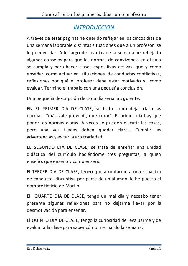 Diario de una profesora. 5 primeros dias de clase