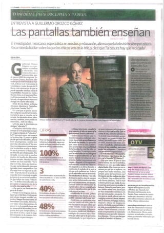 Diario Clarín, Setiembre 2011. Mención blog del Observatorio de la TV