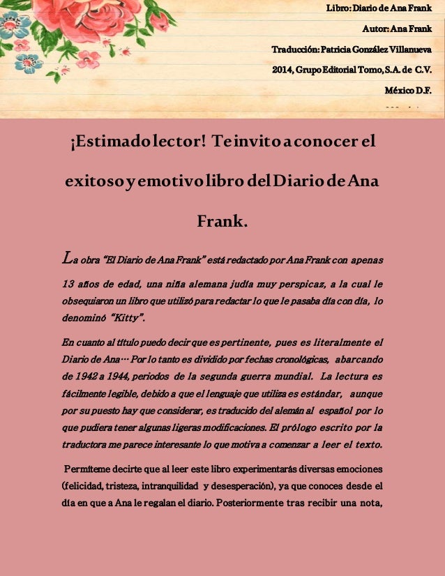 Diario de Ana Frank versión final de reseña