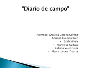 “Diario de campo” Alumnos: Graciela Corona Gómez ,[object Object]