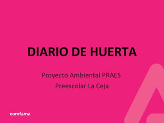 DIARIO DE HUERTA Proyecto Ambiental PRAES  Preescolar La Ceja 