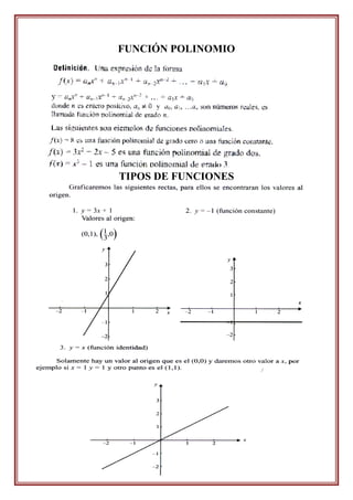 FUNCIÓN POLINOMIO




TIPOS DE FUNCIONES
 