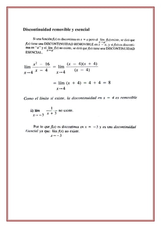 Discontinuidad removible y esencial
 