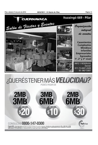 Pilar, sábado 21 de junio de 2014 RESUMEN • El Diario de Pilar Página 13
 