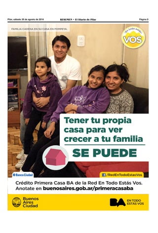 Pilar, sábado 30 de agosto de 2014 RESUMEN • El Diario de Pilar Página 9 
 
