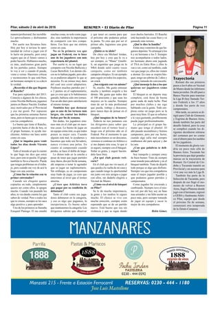 Pilar, sábado 2 de abril de 2016 RESUMEN • El Diario de Pilar Página 11
manera profesional, fue increíble.
Lo aprovechamos y disfrutamos
mucho.
Por suerte nos llevamos bien.
Hoy por hoy si tuviese la opor-
tunidad de volver a jugar con él
lo haría sin pensarlo, pero estoy
seguro que en el futuro vamos a
poder hacerlo. Hablamos mucho,
es más, analizamos gran parte
de los partidos juntos. Siempre
lo voy a ver y cuando él puede,
viene a verme. Hacemos críticas
y reconocemos lo que está bien,
un hermano siempre te va a decir
la verdad.
¿Recordás el día que llegaste
al Rancho?
Fue para septiembre del 2015.
Conocía a algunos de los chicos,
como Nicolás Ballicora, jugamos
juntos en Banco Nación. Estaban
muy motivados por el Provincial
y eso me gustó. Por supuesto
que las primeras semanas fueron
raras, pero es hasta que te conoces
con tus compañeros.
Lo bueno que tiene el Rancho,
y persiste hasta el día de hoy, es
el grupo humano, te ayuda mu-
chísimo. Atlético me hace sentir
como en casa.
¿Qué te impulsa para venir
todos los días desde Vicente
López?
Todo el mundo al que le cuento
lo que hago me dice que estoy
loco, pero esto es pasión. El grupo
también te lleva a hacerlo. Puede
que tengas problemas en el traba-
jo, pero cuando me voy de acá lo
hago con una sonrisa.
¿Cómo fue la relación con tu
primer entrenador?
Cuando sos chiquito queres
copiarlos en todo, simplemente
queres ser como ellos, te apegas
mucho. Cuando van pasando los
años, te vas dando cuenta los que
saben de verdad. Pero a todos los
que te cruzas, siempre se les saca
algo positivo y para aprender.
Uno de los primeros se llamaba
Ezequiel Paniego. El me enseñó
muchas cosas, no solo como juga-
dor, sino también la importancia
de compartir con mis compa-
ñeros. Eso hizo que me sintiera
como en casa.
No es la primera vez que
jugas un Federal, eso te hace
uno de los jugadores con más
experiencia del plantel.
Por suerte sí, es un lugar que
comparto con Nicolás Ballicora y
Lucas Bertolloti. Los demás chi-
cos no lo habían jugado, pero aho-
ra ya pudieron adquirir lo que se
necesita. Es un torneo muy duro
del cual nos costó adaptarnos.
Perdimos muchos partidos por 1
o 2 puntos en el suplementario,
que yo creo que si lo hubiésemos
ganado, hubiese sido otro torneo.
Fue un año duro pero satisfactorio
al mismo tiempo.
También hay que destacar
que es uno de los torneos más
largos, sin contar las dobles
fechas por fin de semana.
Sin dudas, los jugadores esta-
mos más en el club que en nues-
tras casas. Lo bueno de jugar en
un equipo como éste, es que todos
ponen su mejor cara. Cuando
alguien está mal, lo ayudamos y
hacemos que todo sea llevadero,
nunca vivimos una pelea. En
cuanto al campeonato cuando
perdes, se hace el doble de largo.
Lo dimos todo en la cancha a
pesar de tener que jugar partidos
muy duros, dos por fin de semana,
ahí empezas a notar lo agotador
que es jugar un suplementario.
Sin embargo, es un campeonato
muy lindo de jugar, yo creo que
estuvimos al nivel que el torneo
amerita.
¿Crees que Atlético tuvo
que pagar por su condición de
debutante?
Tanto el club como sus juga-
dores debutaron en la categoría,
y eso es algo que pagamos, la
inexperiencia. Es bueno saber
que mantenemos la categoría. Los
dirigentes sabrán que observar
y que tener en cuenta para que
el próximo año podamos pelear
la punta. Yo creo que por ser el
primer año, logramos una gran
campaña.
¿Quién es tu ídolo?
De chico era Michael Jordan,
hoy por hoy y creo que lo va a
ser siempre, es “Manu” Ginobi-
li, un argentino que juega en la
NBA donde salió cuatro veces
campeón, como así también
campeón olímpico. Es un ejemplo
para seguir en todos los aspectos,
un crack.
¿Sos exigente con vos mismo?
Sí, mucho. Me gusta entrenar
mucho y también exigirle a los
demás. Me gusta que todos den
el 100 porciento y que sean los
mejores en la cancha. Siempre
trato de ser lo más profesional
que pueda, trabajo y descanso,
pero nunca dejo de pensar en el
básquet.
¿Qué imaginas de tu futuro?
Todavía no nos juntamos con
los dirigentes para saber que
sucederá con el torneo local y
luego con el próximo año en el
Federal. Por el momento lo que
más necesitamos es un descanso,
veremos si continuo enAtlético o
si me depara otra cosa, lo que sí
es seguro, siempre con el básquet.
Soñar es gratis, y seguir hacién-
dolo hace bien.
¿En qué club pensás reti-
rarte?
En el club que me vio nacer, el
que queda a la vuelta de mi casa y
que cuando tengo la oportunidad
me junto con mis amigos a jugar
con ellos, sin dudarlo elegiría a
Vecinal de Munro.
¿Cómo ves el nivel de básquet
en Pilar?
Se le da mucha importancia,
la gente y los medios lo siguen
mucho. El clásico se vive con
mucha emoción, siempre están
esperando que se de un partido
nuevo. Está bueno que sea sin
violencia y que se sigan dando
esos duelos barriales. El Rancho
está haciendo las cosas bien y va
ganando más terreno.
¿Qué te dice la familia?
Están muy contentos de que ha-
gamos deportes.Yo arranqué a los
6 y mi hermano a los 5. Siempre
nos acompañaron a todos lados,
mi hermano ahora está jugando
el TNA en Entre Ríos y ellos lo
van a ver, como así también, cada
vez que juego yo, ellos me vienen
a alentar. En casa se respira bás-
quet, tengo un sobrino de 2 años y
ya estoy tratando de convencerlo.
¿Qué mensaje le das a los que
quieran ser jugadores como
vos?
El básquet es un deporte muy
completo, está lleno de buena
gente nada de mala leche. Pasé
por muchos clubes y me sigo
hablando con la gente. Todo em-
pieza como un juego pero se la
pasa muy bien. El que se esfuerce
y le vaya gustando, posiblemente
pueda jugar profesionalmente.
Lo principal es el grupo hu-
mano que tenga el plantel. El
año pasado ascendimos y fuimos
campeones, pero por ese factor,
cuando algo salía mal siempre
estábamos ahí para apoyar y dar
la cara.
¿Con que palabras te defi-
nirías?
Soy tranquilo y siempre estoy
de buen humor. Trato de siempre
estar tirando para adelante y en el
básquet también. Trato de dejarlo
todo porque es algo que disfruto.
Siempre veo que mis compañeros
sean el mejor jugador posible y
que podamos ganar partidos y
campeonatos.
Como jugador fui creciendo y
cambiando. Siempre tuve el mis-
mo rol, por ahí hoy soy un base
mas armador y me falte anotar un
poco más, pero siempre tratando
de jugar en equipo y sacar lo
mejor de mis compañeros.
Belén Gómez
Trayectoria
Romani dio sus primeros
pasos a los 6 años en Vecinal
de Munro desde las inferiores
hasta juveniles. De allí pasó a
Banco Nación para transitar
la Liga B (hoy llamado Tor-
neo Federal) a los 17 años
y donde fue parte de tres
campeonatos.
Más tarde, su carrera se di-
rigió para Club de Gimnasia
y Esgrima de Buenos Aires,
donde también fue parte del
desafío federal, pero la cosa
se complicó cuando los di-
rigentes decidieron retirarse
del certamen por no contar
con el dinero para los sueldos
de los jugadores.
El momento de gloria ven-
dría un poco más allá de
Buenos Aires. Tucumán fue
la provincia que dejó grandes
marcas en la trayectoria de
Romani. En Central de Cór-
doba y Tucumán transitó un
Provincial y un ascenso para
vivir una vez más la Liga B.
También fue parte de la
Selección de Tucumán, pero
después de eso llegó el mo-
mento de volver a Buenos
Aires, llegó a Platense donde
jugó con el hermano, regresó
a GEBA y finalmente Atléti-
co Pilar, equipo que desde
el próximo fin de semana,
comenzará otra temporada
de la Zárate-Campana.
 