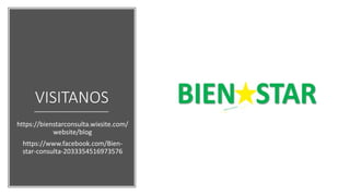 VISITANOS
https://bienstarconsulta.wixsite.com/
website/blog
https://www.facebook.com/Bien-
star-consulta-2033354516973576
 