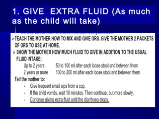 1. GIVE EXTRA FLUID (As much
as the child will take)
 