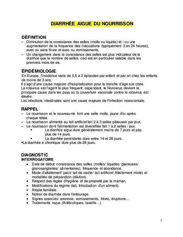 Diarrhee Aigue Du Nourrisson Diarrhee Aigue Du Nourrisson