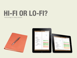HI-FI OR LO-FI?
Technology in diary studies
 