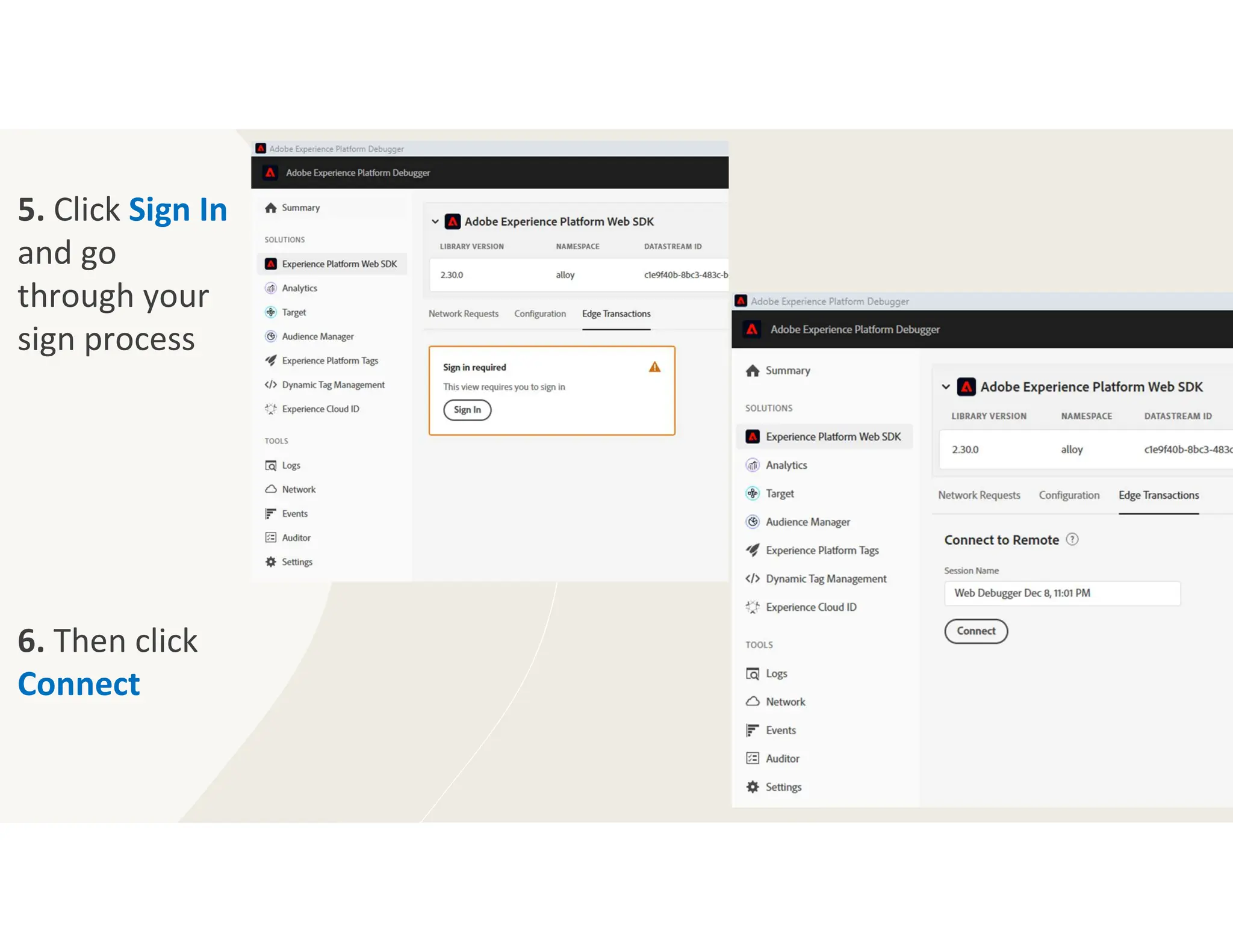 5. Click Sign In
and go
through your
sign process
6. Then click
Connect
 