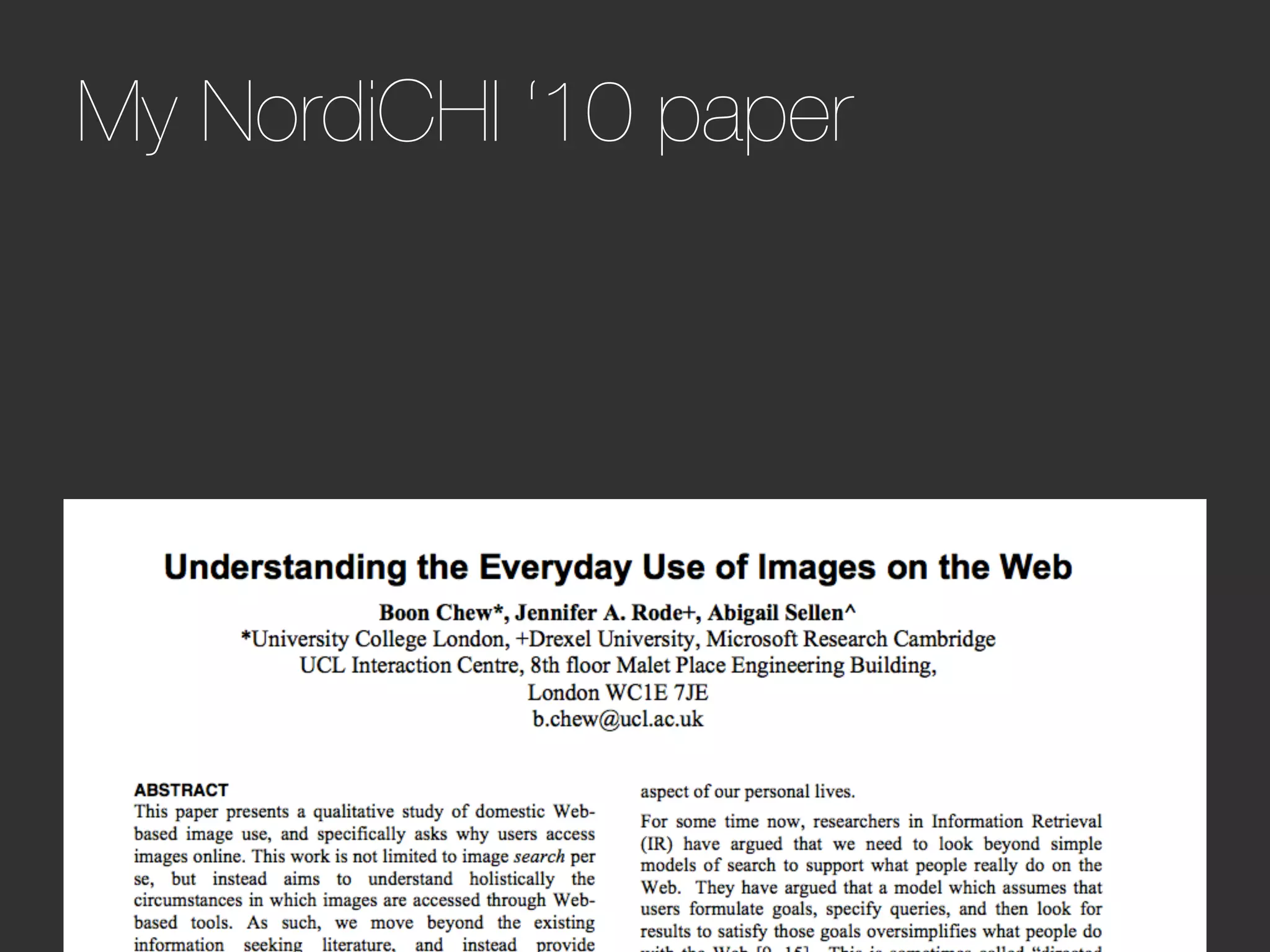 My NordiCHI ‘10 paper   
 