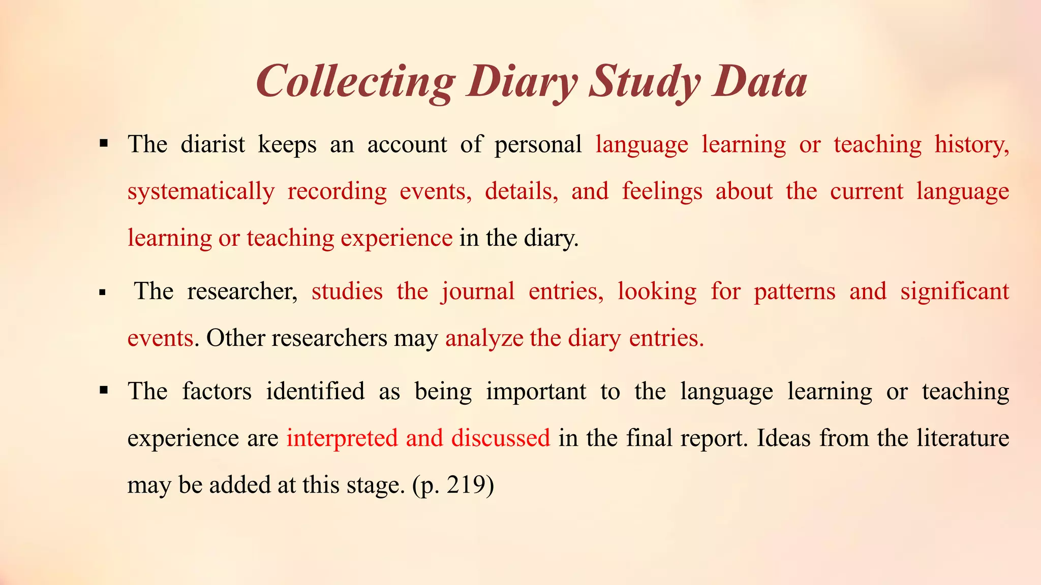 Diary study in Qualitative Research Approach | PDF