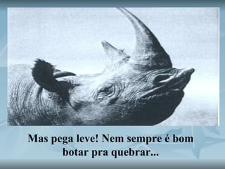 Mas pega leve! Nem sempre é bom botar pra quebrar... 