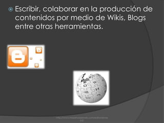 La redifusión solo se diferencia nominalmente de los métodos de publicación de la gestión dinámica de contenido, pero los servicios Web requieren normalmente un soporte de bases de datos y flujo de trabajo mucho más robusto y llegan a parecerse mucho a la funcionalidad de Internet tradicional de un servidor de aplicaciones.http://www.maestrosdelweb.com/editorial/web2/