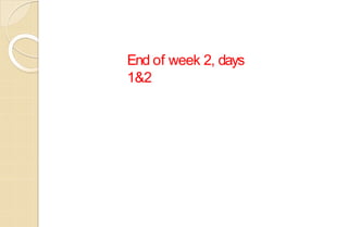 End of week 2, days
1&2
 