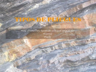 TIPOS DE PLIEGUES
Hay diferentes tipos de pliegue según su:
•Forma
•Perfil
 