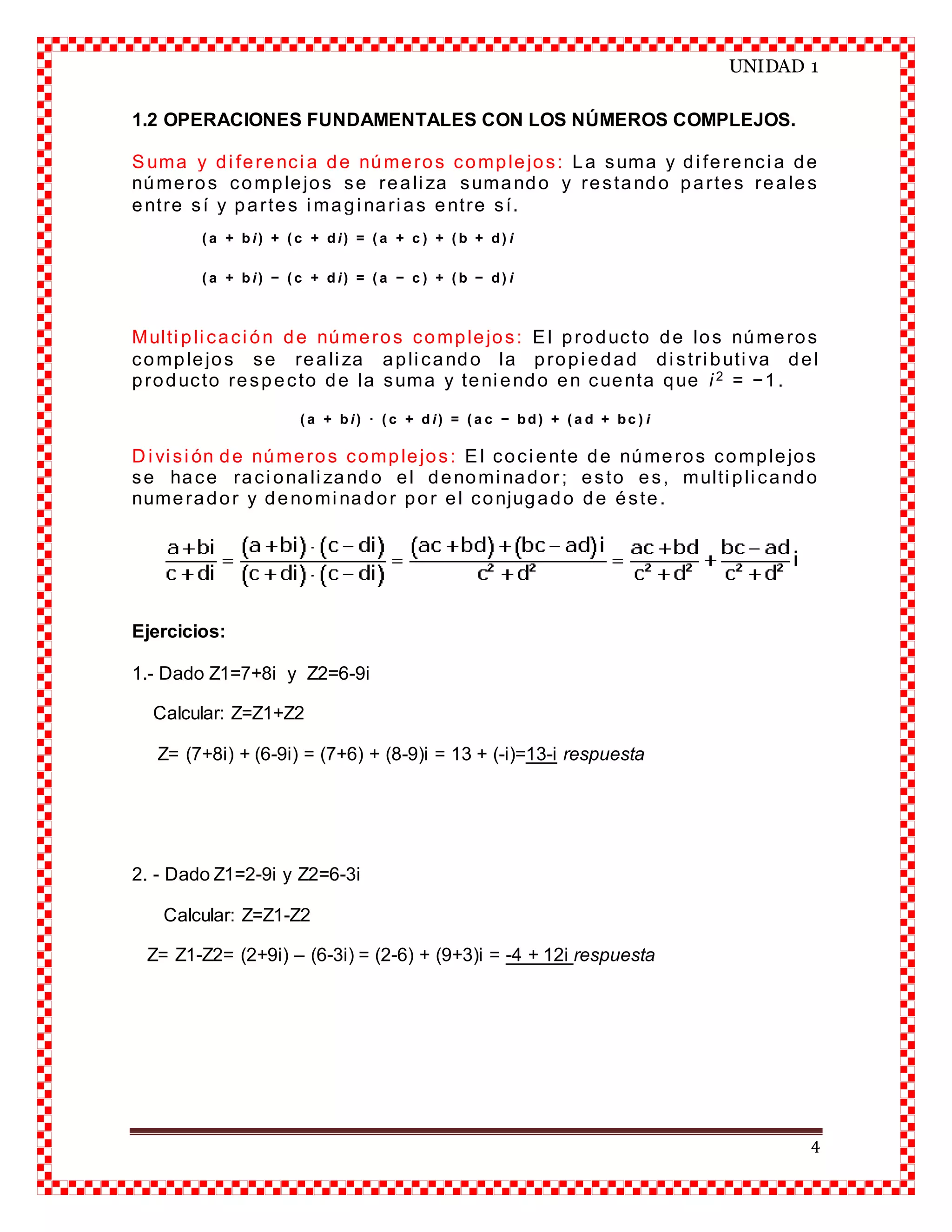 UNIDAD 1 NUMEROS COMPLEJOS