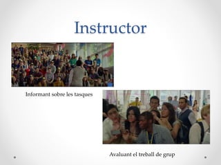 Instructor
Informant sobre les tasques
Avaluant el treball de grup
 