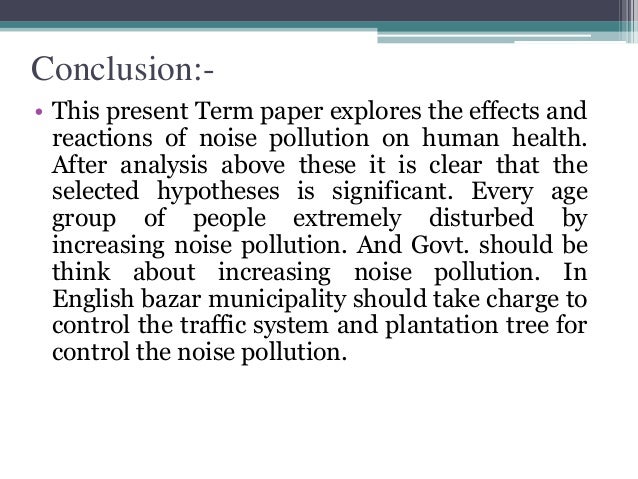 conclusion for noise pollution essay