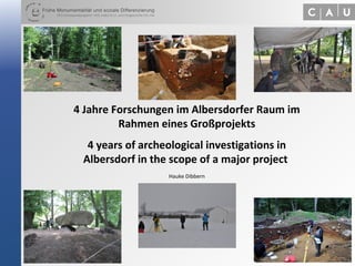 4 Jahre Forschungen im Albersdorfer Raum im
Rahmen eines Großprojekts
4 years of archeological investigations in
Albersdorf in the scope of a major project
Hauke Dibbern
 