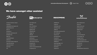 DLF-Trifolium A/S
Dolle A/S
EM. Z. SVITZER A/S
EnvoTherm A/S
ErgoFloor ApS
EXHAUSTO A/S
Flügger A/S
FOSS A/S
Glud & Marstrand A/S
GM Plast A/S
Good Food Group A/S
Grafic Solution Team A/S
Groupcare A/S
JENSEN-GROUP
Johnson Controls Denmark ApS
KJ Industries A/S
KOMPAN A/S
Landia A/S
LEGO System A/S
LEO Pharma A/S
LINAK A/S
Multi-Wing International A/S
NKT Holding A/S
Novenco A/S
pK Chemicals A/S
Pressalit A/S
Rambøll Danmark A/S
ROBLON A/S
Royal Copenhagen A/S
Royal Unibrew A/S
Sanistål A/S
Scanpan A/S
A/S Jydsk Aluminium Industri
Accoat A/S
AGRAMKOW Fluid Systems A/S
Bang & Olufsen A/S
Behr A/S
Belmaflex AS
Berendsen Textil Service A/S
BK Medical ApS
B&K Vibro
A/S BLÜCHER Metal
BROEN A/S
Burmeister & Wain Energy A/S
Caljan Rite-Hite ApS
Dako Denmark A/S
Densit ApS
DHI
Semco Maritime A/S
Sirena A/S
Skako Concrete A/S
Soil Recovery A/S
Migatronic A/S
TDC A/S
Terma A/S
Tican Fresh Meat A/S
Toms Gruppen A/S
Taasinge Træ A/S
Vestas Wind Systems A/S
Vestergaard Marine Service A/S
Vink Plast A/S
WESTRUP A/S
Øland A/S
AarhusKarlshamn Denmark A/S
We have amongst other assisted
xx. xxx. xxExport ToolsInternational Business Development
 