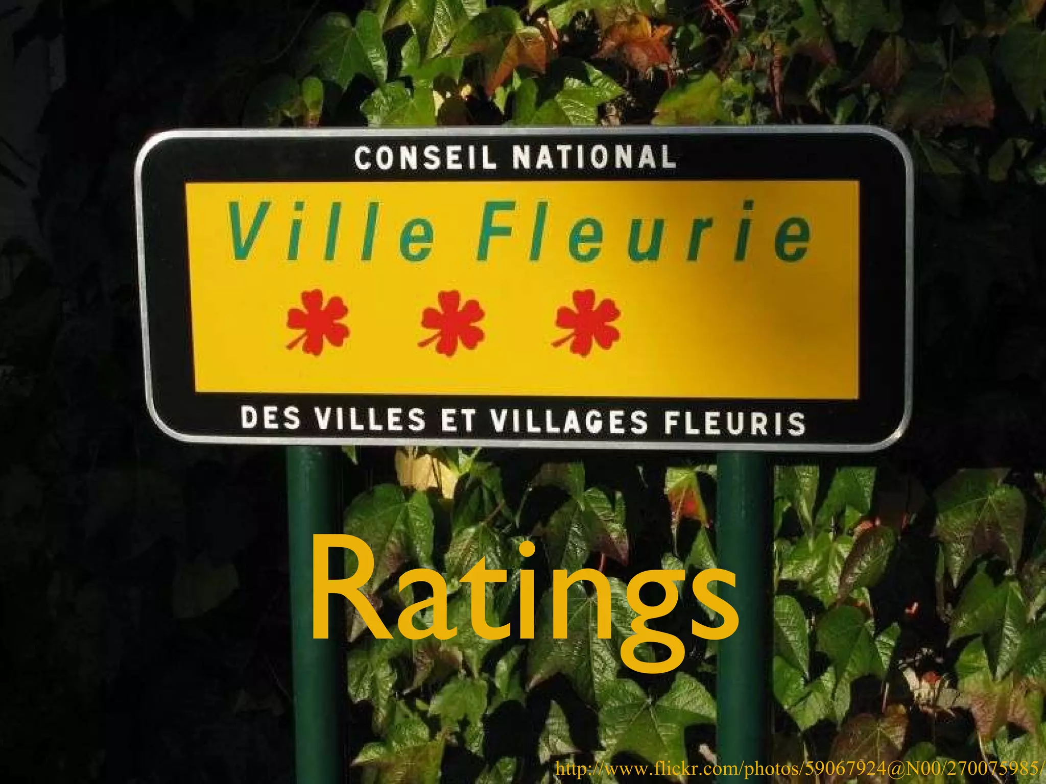 Ratings http://www.flickr.com/photos/59067924@N00/270075985/ 