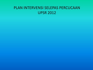 PLAN INTERVENSI SELEPAS PERCUCAAN
            UPSR 2012
 