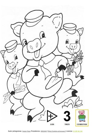 Dibujos Para Colorear De Los Tres Cerditos Con Pictogramas Do Arasaac
