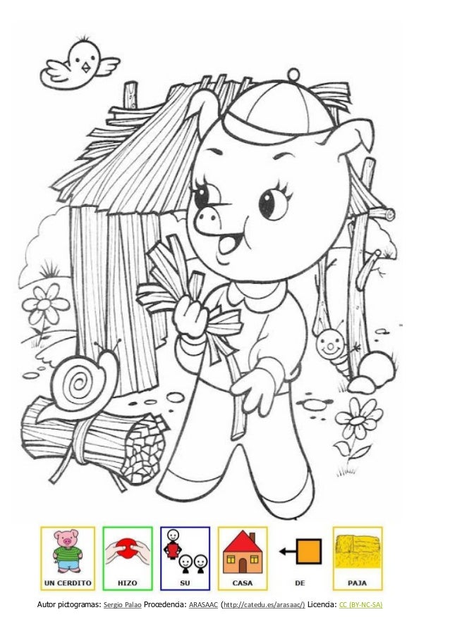Dibujos 3 Cerditos Con Pictos Para Colorear