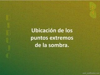 Ubicación de los
puntos extremos
 de la sombra.
 