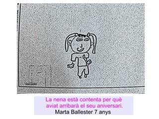 La nena està contenta per què  aviat arribarà el seu aniversari. Marta Ballester 7 anys  