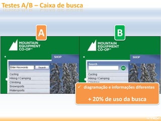 A B
 diagramação e informações diferentes
+ 20% de uso da busca
B
 