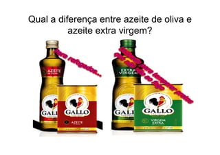 Qual a diferença entre azeite de oliva e
          azeite extra virgem?
 