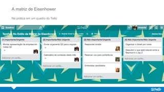 A matriz de Eisenhower
Na prática em um quadro do Tello
 